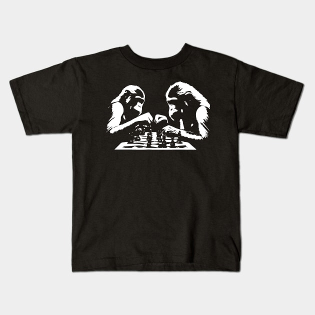 monkeys play chess Kids T-Shirt by lkn